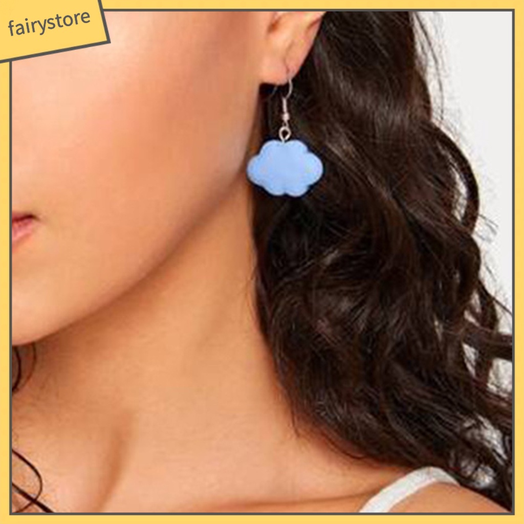 1 Đôi Bông Tai Hình Đám Mây Hoạt Hình Màu Kẹo Ngọt