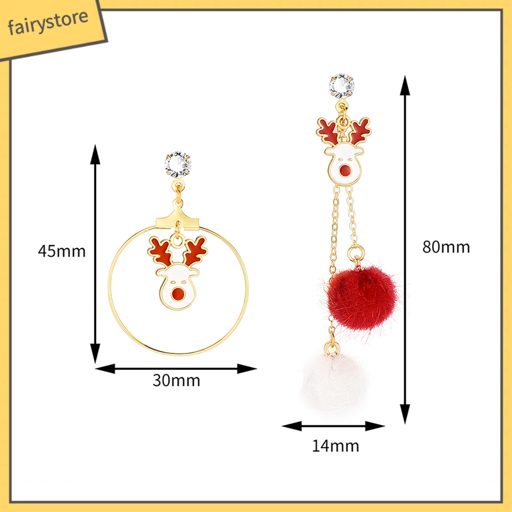 1 Đôi Bông Tai Hình Tuần Lộc Đính Đá Lấp Lánh Thời Trang