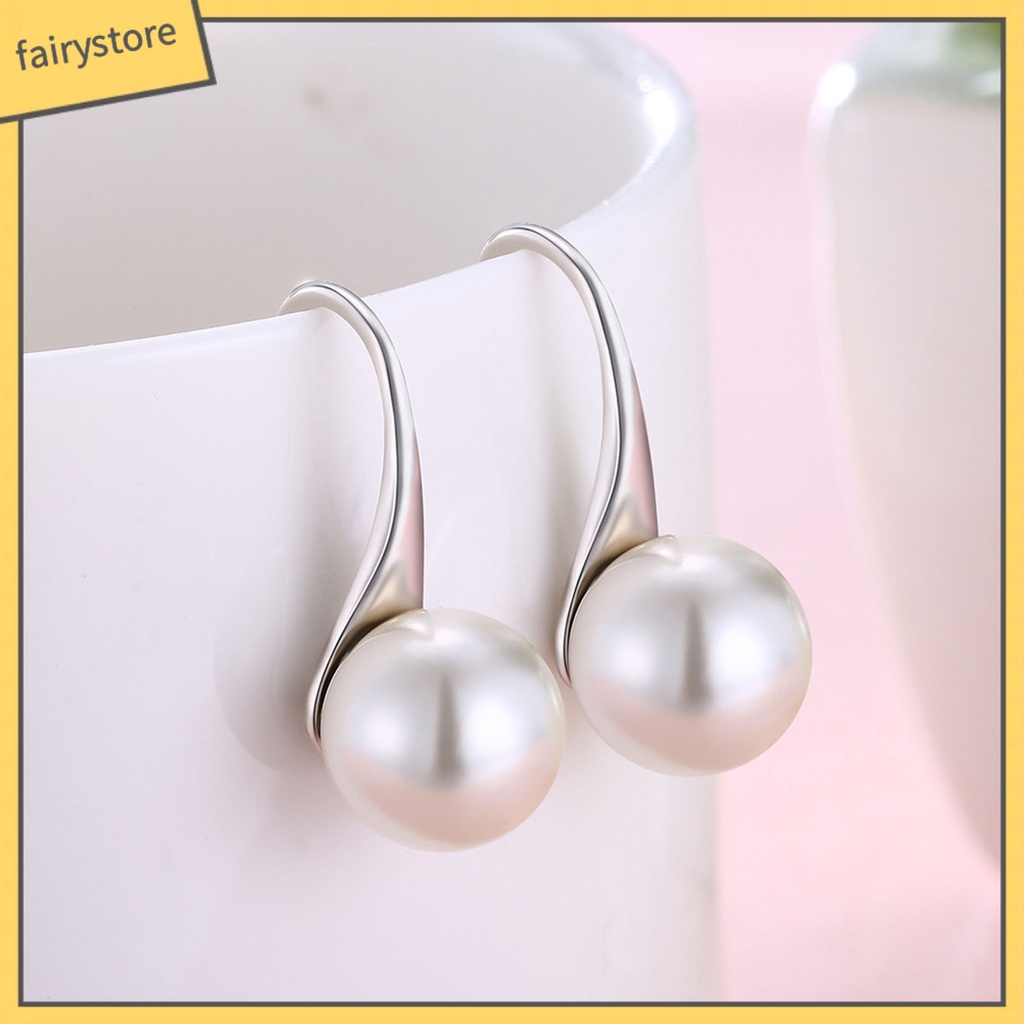 1 Đôi Bông Tai Bạc 925 Đính Ngọc Trai Giả Kiểu Dáng Đơn Giản Dành Cho Nữ