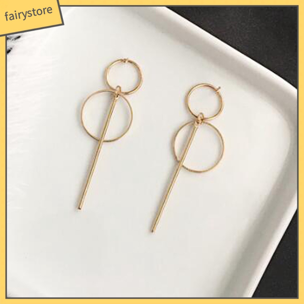 Bông Tai Hình Tròn Phối Tua Rua Dáng Dài Bằng Hợp Kim Thời Trang Dự Tiệc Cho Nữ