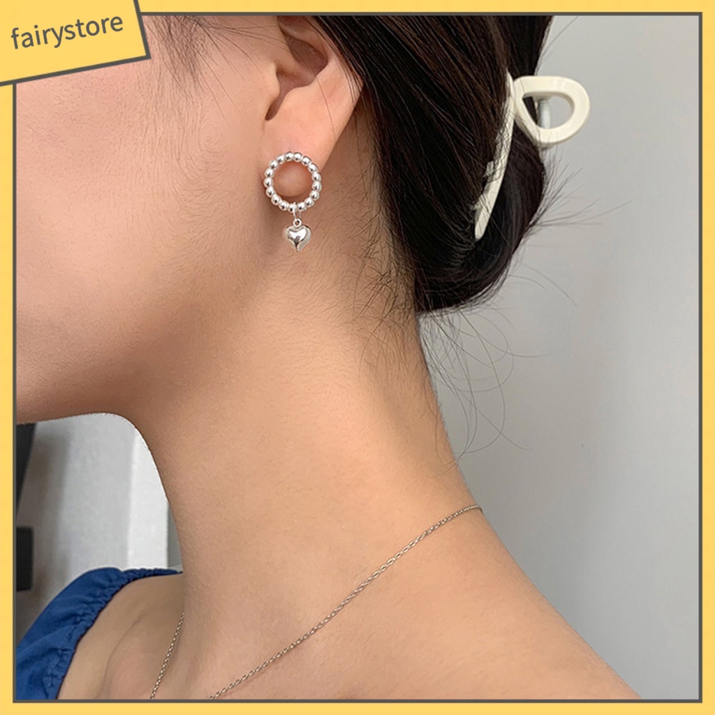 1 Đôi Bông Tai Hình Trái Tim Bề Mặt Mịn Phong Cách Hàn Quốc Dành Cho Nữ