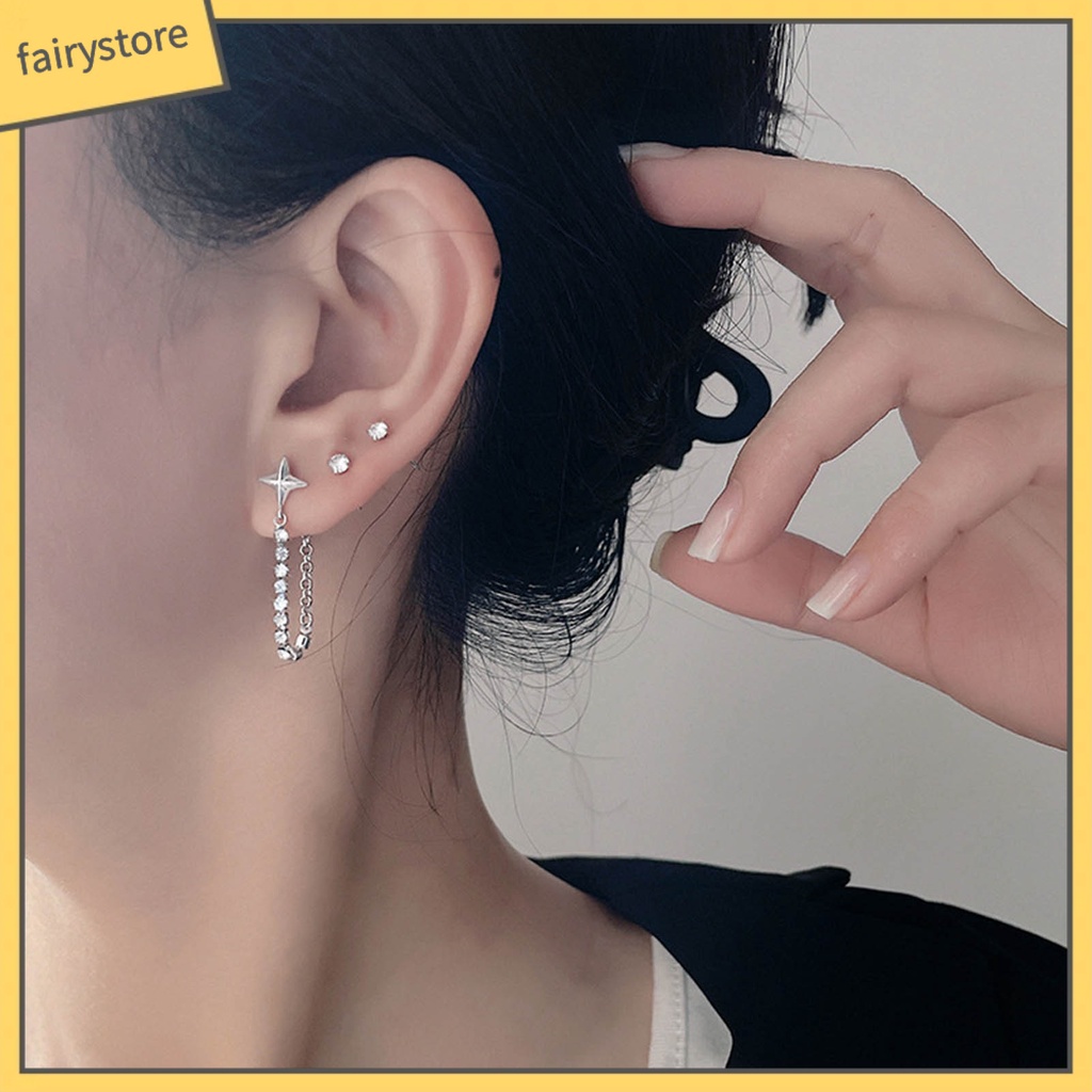 1 Đôi Bông Tai Hình Ngôi Sao Đính Đá Lấp Lánh Thời Trang Dành Cho Nữ