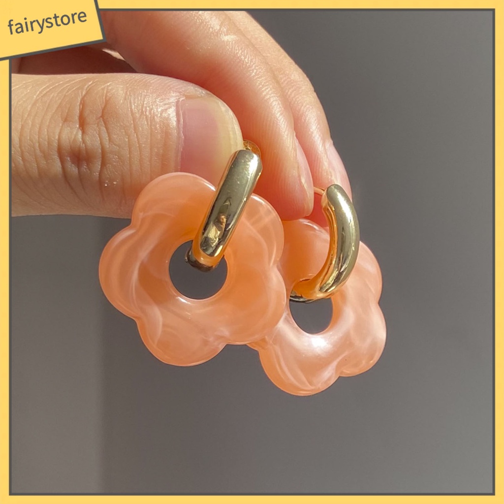 1 Đôi Bông Tai Hình Hoa Bằng Nhựa Resin Tinh Tế Dành Cho Nữ
