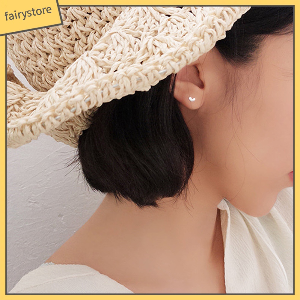 Bông Tai Mạ Bạc Hình Trái Tim Mini Ngọt Ngào Cho Nữ