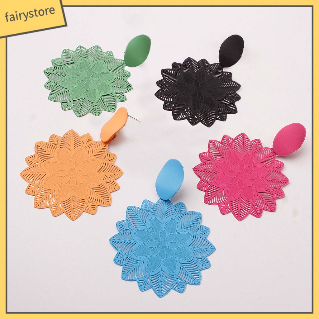 1 Đôi Bông Tai Hình Hoa Rỗng Phong Cách Vintage Dành Cho Nữ