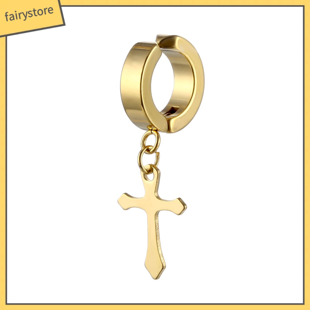 1 Đôi Bông Tai Hình Chữ Thập Phong Cách Hip Hop Đơn Giản Dành Cho Nam Nữ