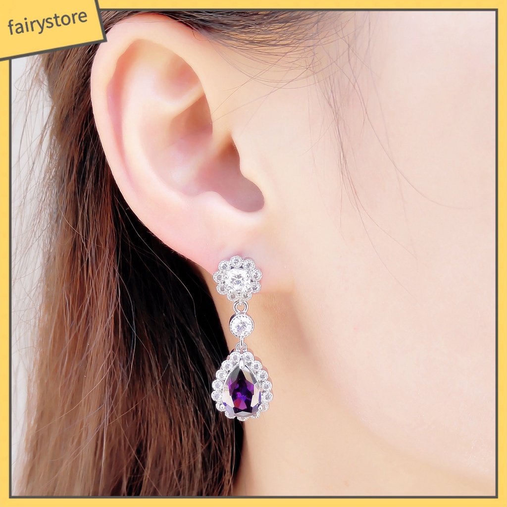 Bông Tai Giọt Nước Đính Đá Sang Trọng Cho Nữ