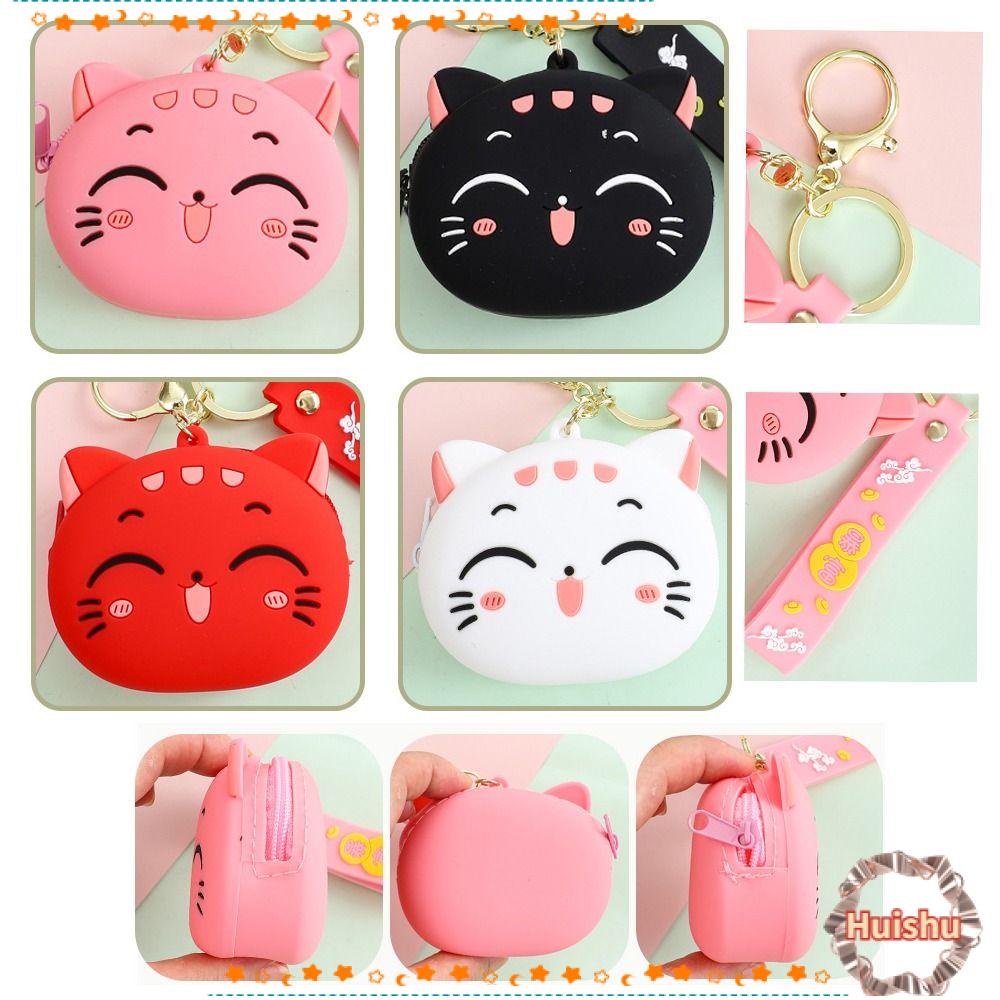 Móc Chìa Khóa / Túi Đựng Tai Nghe / Tiền Xu Bằng Silicon Hình Mèo Dễ Thương