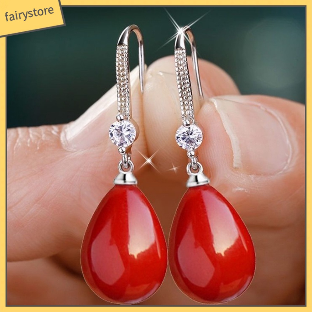 1 Đôi Bông Tai Nữ Đính Ngọc Trai Giả Lấp Lánh