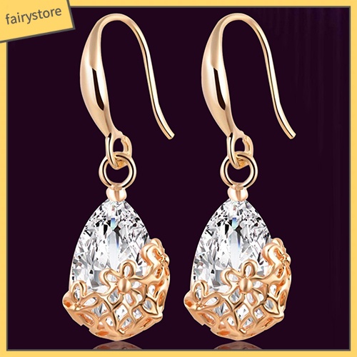 Đôi Bông Tai Hình Giọt Nước Đính Đá Thời Trang Cho Nữ