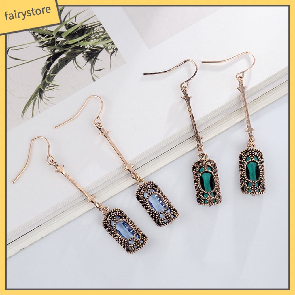 1 Đôi Bông Tai Dài Đính Đá Zircon Lấp Lánh