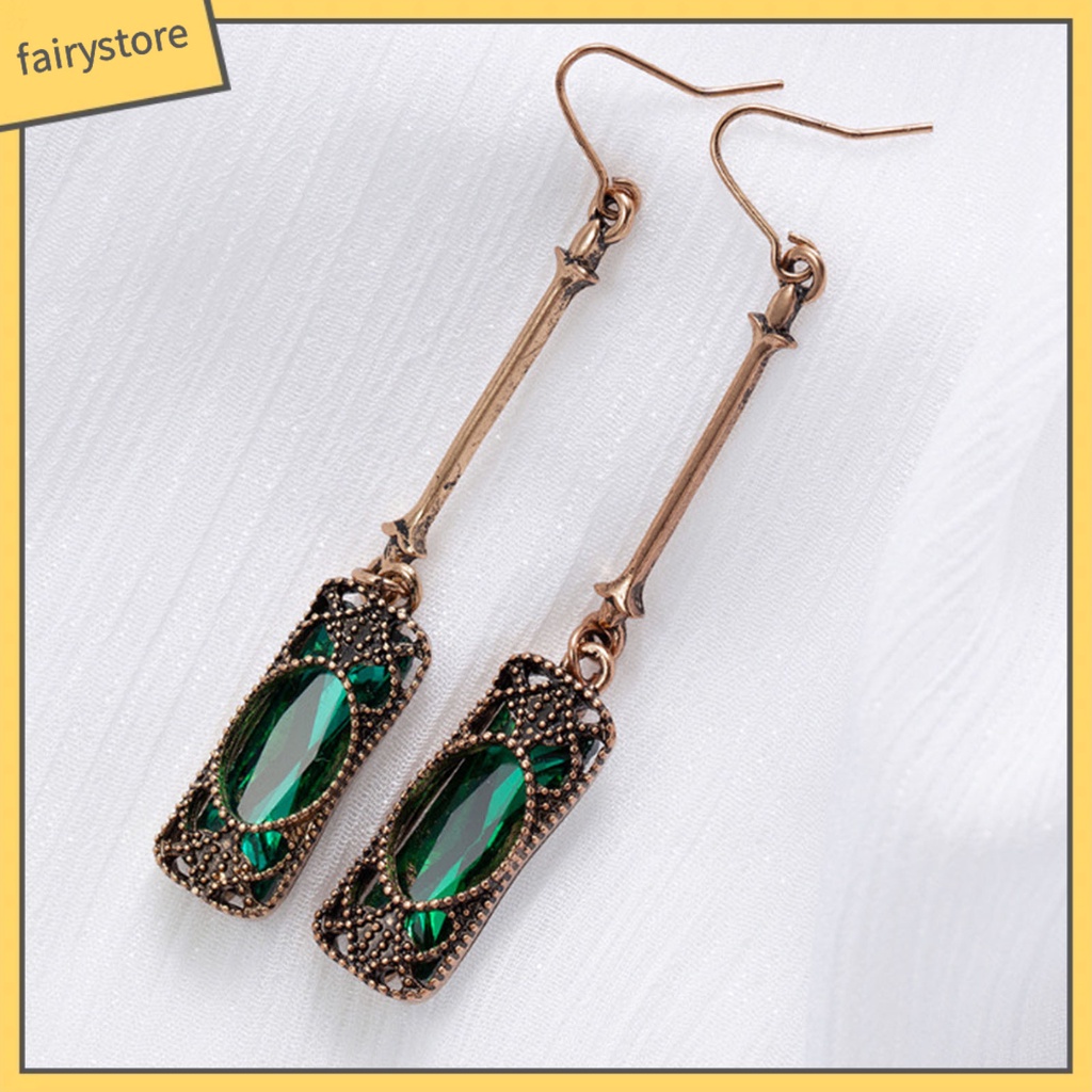 1 Đôi Bông Tai Dài Đính Đá Zircon Lấp Lánh