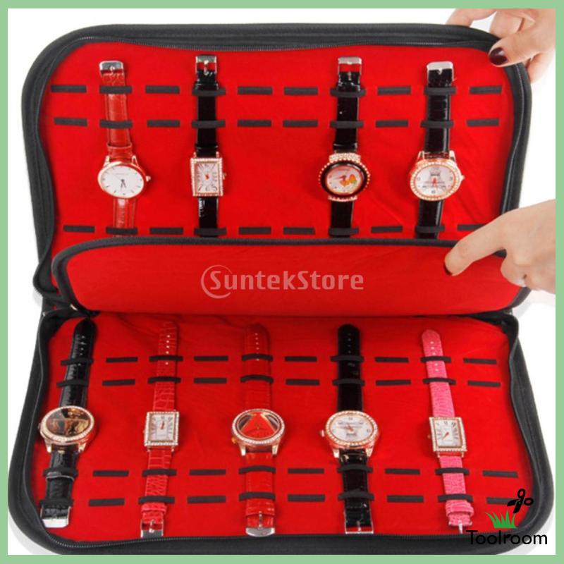 Túi Đựng Đồng Hồ Đeo Tay Chất Liệu Da Phối Nhung Thanh Lịch 20