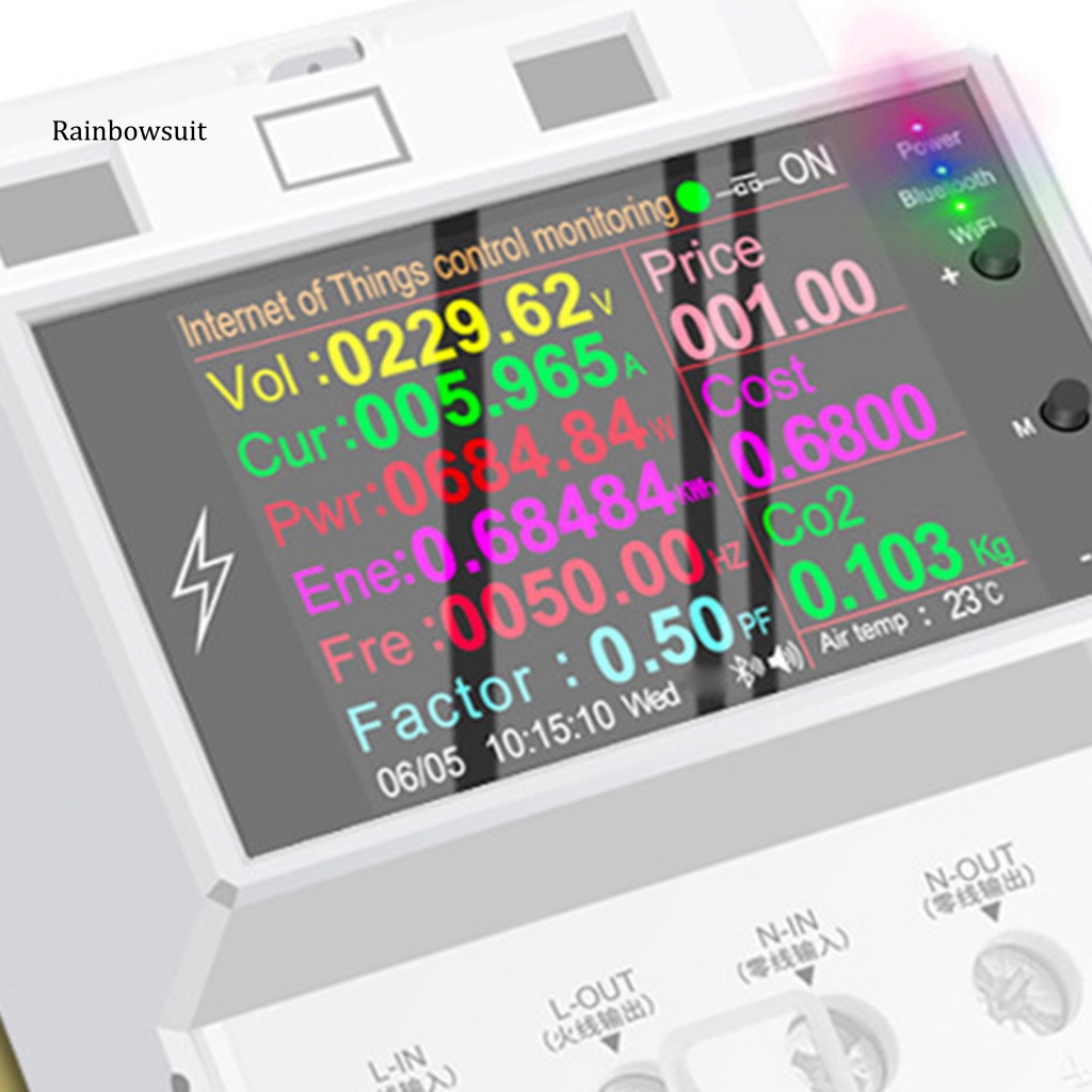 Đồng Hồ Đo Năng Lượng Điện Màn Hình LCD AC 220V 110V DIN-Rail Kết Nối WiFi Thông Minh Cho Gia Đình
