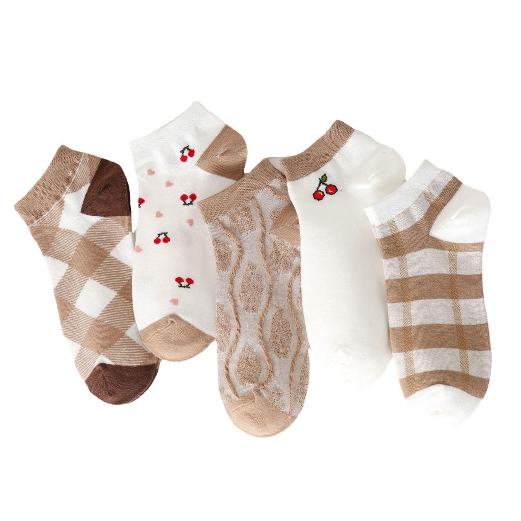 Đôi Vớ Cotton Thoáng Khí Họa Tiết Trái Cây Tươi Mới Thời Trang Xuân Hè Cho Nữ