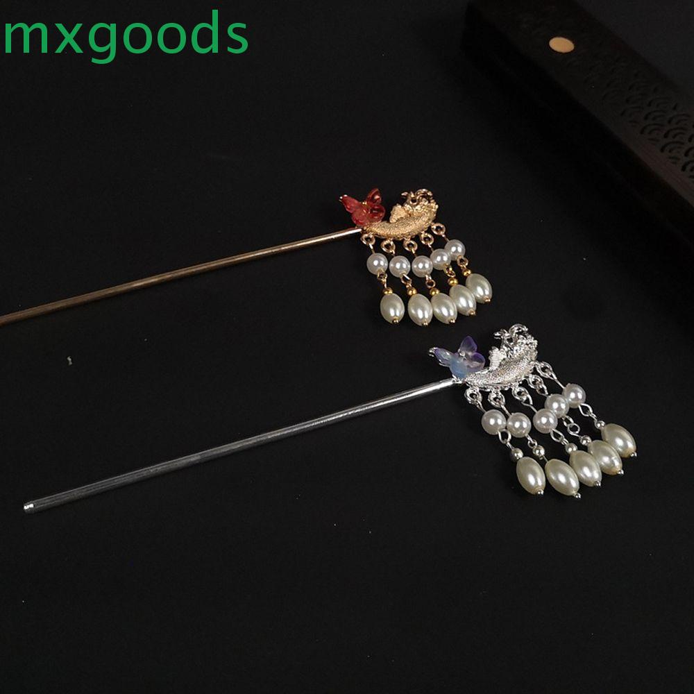 Trâm Cài Tóc Hình Hoa Bằng Kim Loại Phối Tua Rua Phong Cách Vintage Thời Trang