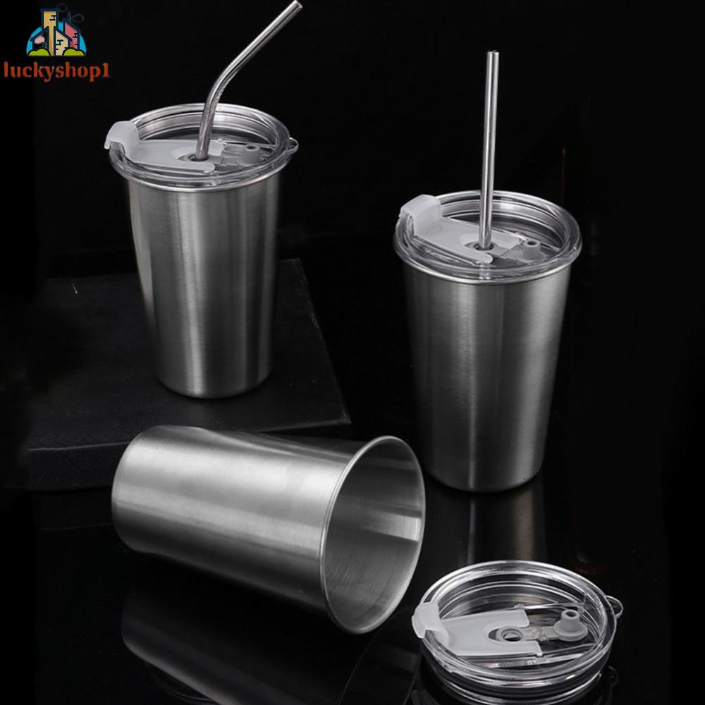 Bình Nước Có Nắp Kèm Ống Hút Dung Tích 500ML Mới