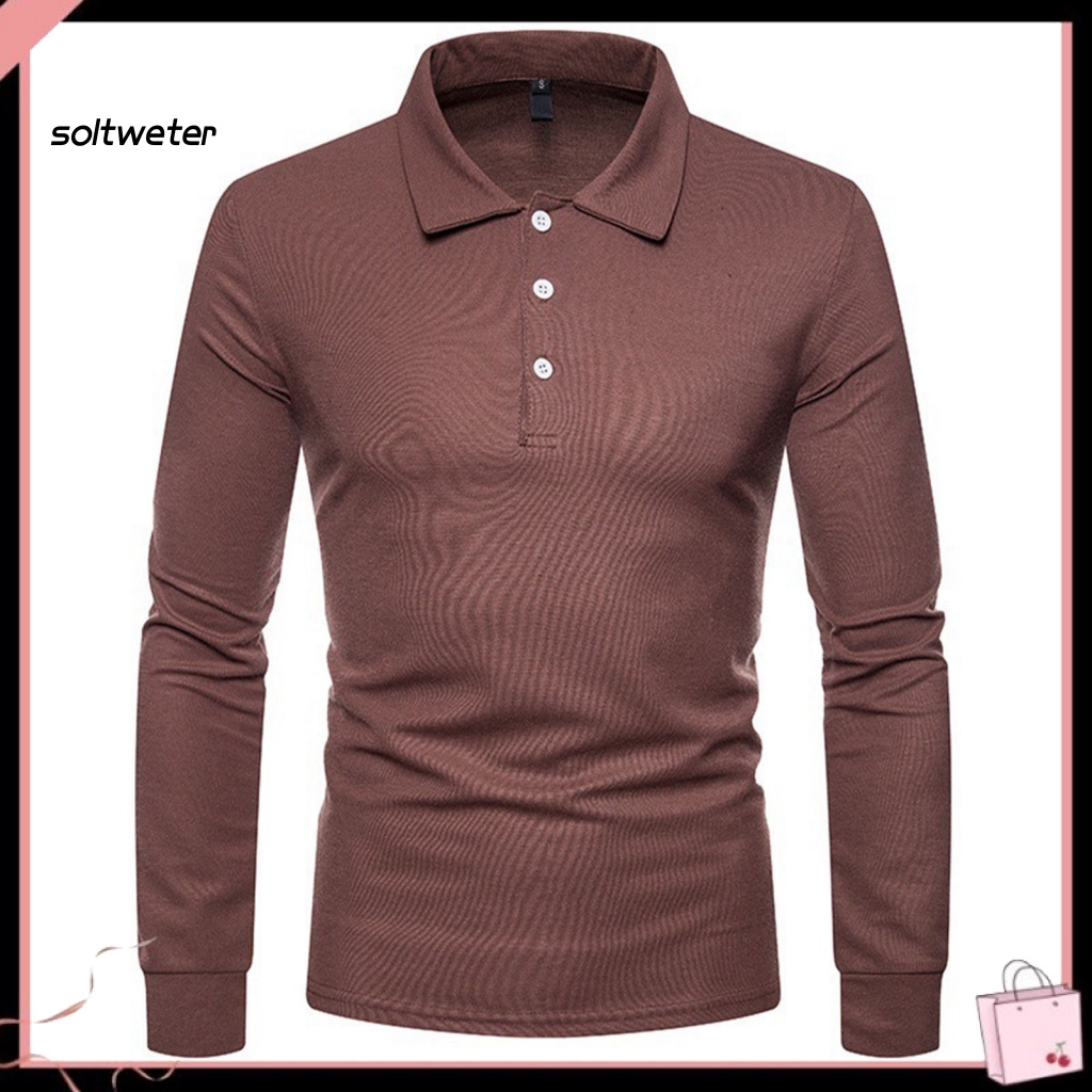 Áo Sơ Mi Tay Dài Cổ Bẻ Màu Sắc Đơn Giản Dáng Ôm Thời Trang Đường Phố Cho Nam