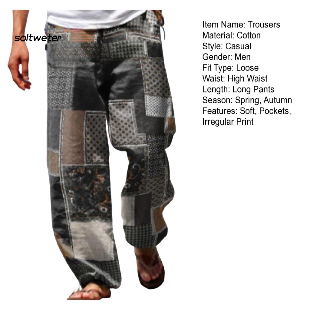 Quần Dài Eo Cao Dáng Rộng In Họa Tiết Phong Cách Bohemian Thời Trang Xuân Thu Đi Biển Cho Nữ