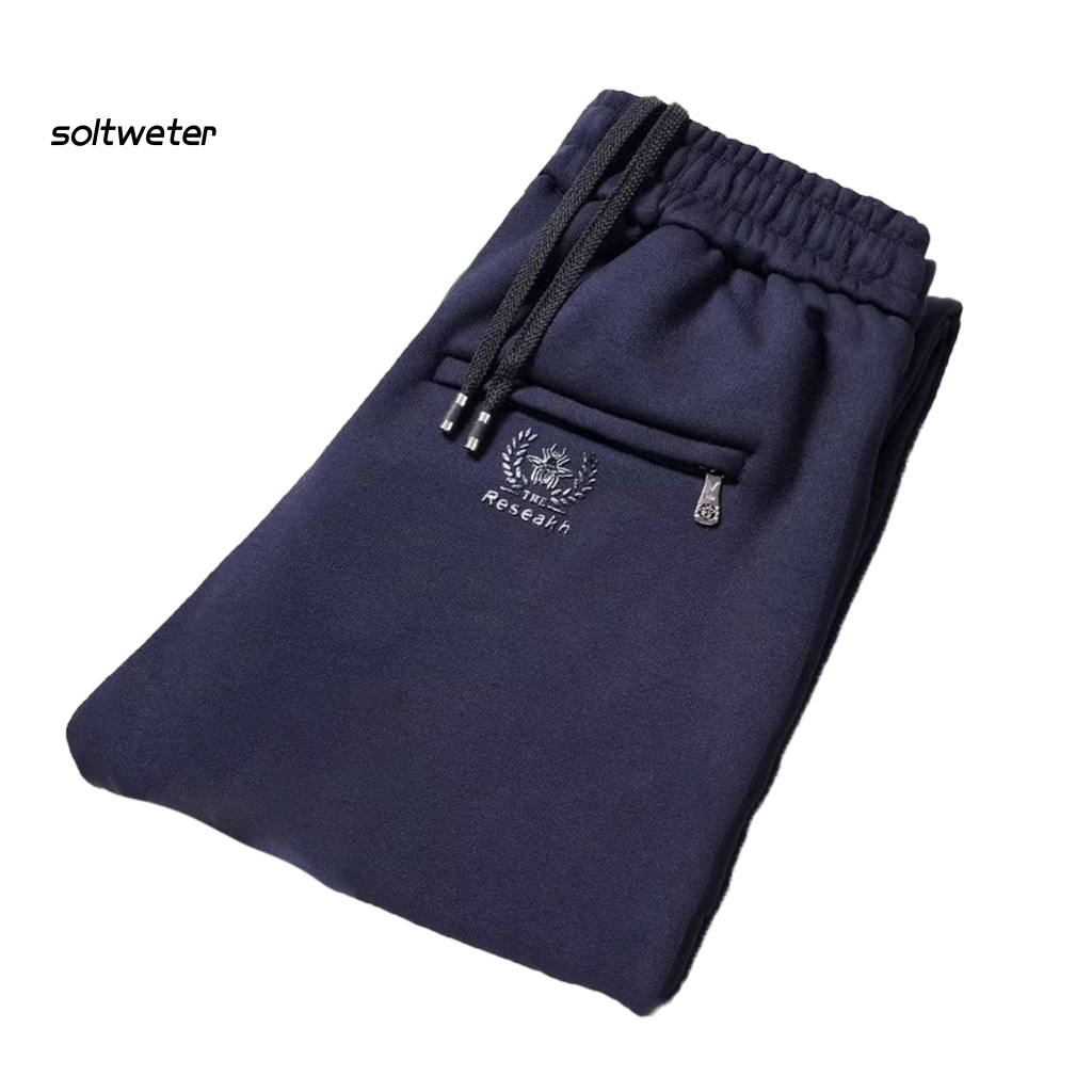 Quần Dài Dáng Rộng Màu Trơn Có Túi Dây Rút Bằng Vải Lông Họa Tiết Thêu Thời Trang Đường Phố Thu Đông Cho Nam