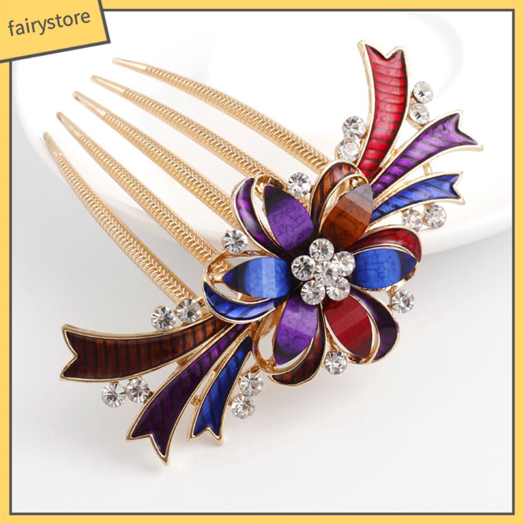 Lược Cài Tóc Đính Đá Tạo Kiểu Phong Cách Vintage Cho Nữ