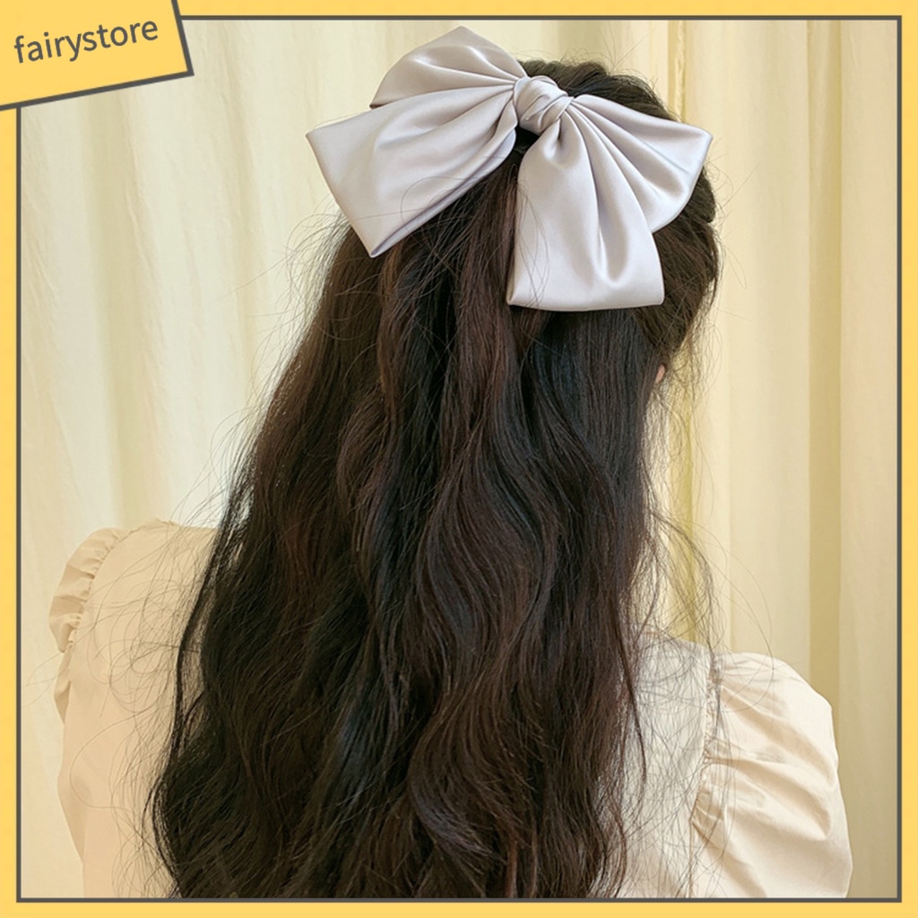 Kẹp Tóc Nơ Màu Trơn Thời Trang Dành Cho Nữ