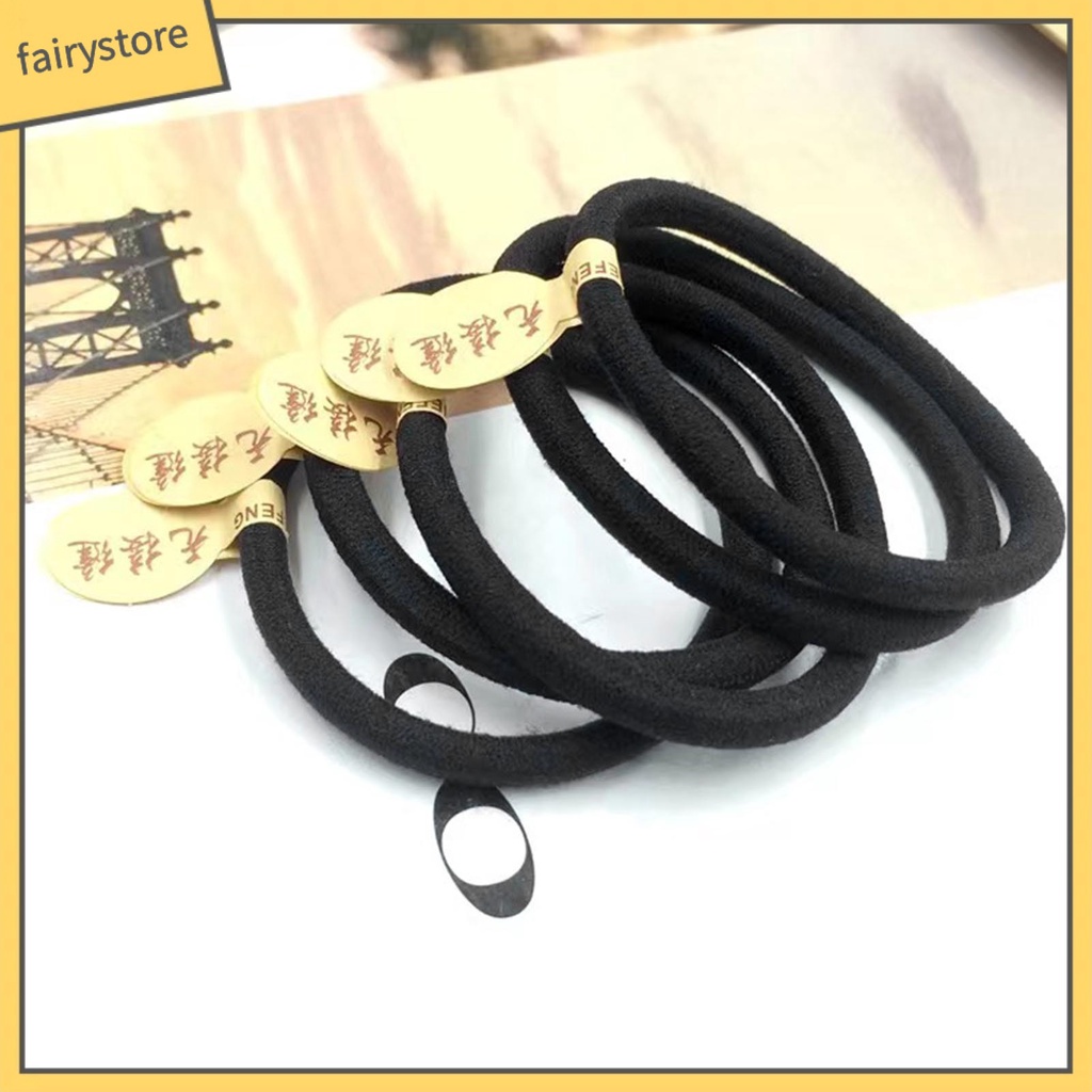 Dây Cột Tóc Màu Đen Dày Dặn Co Giãn Tốt Chống Mòn Độ Bền Cao Tiện Dụng Cho Nữ