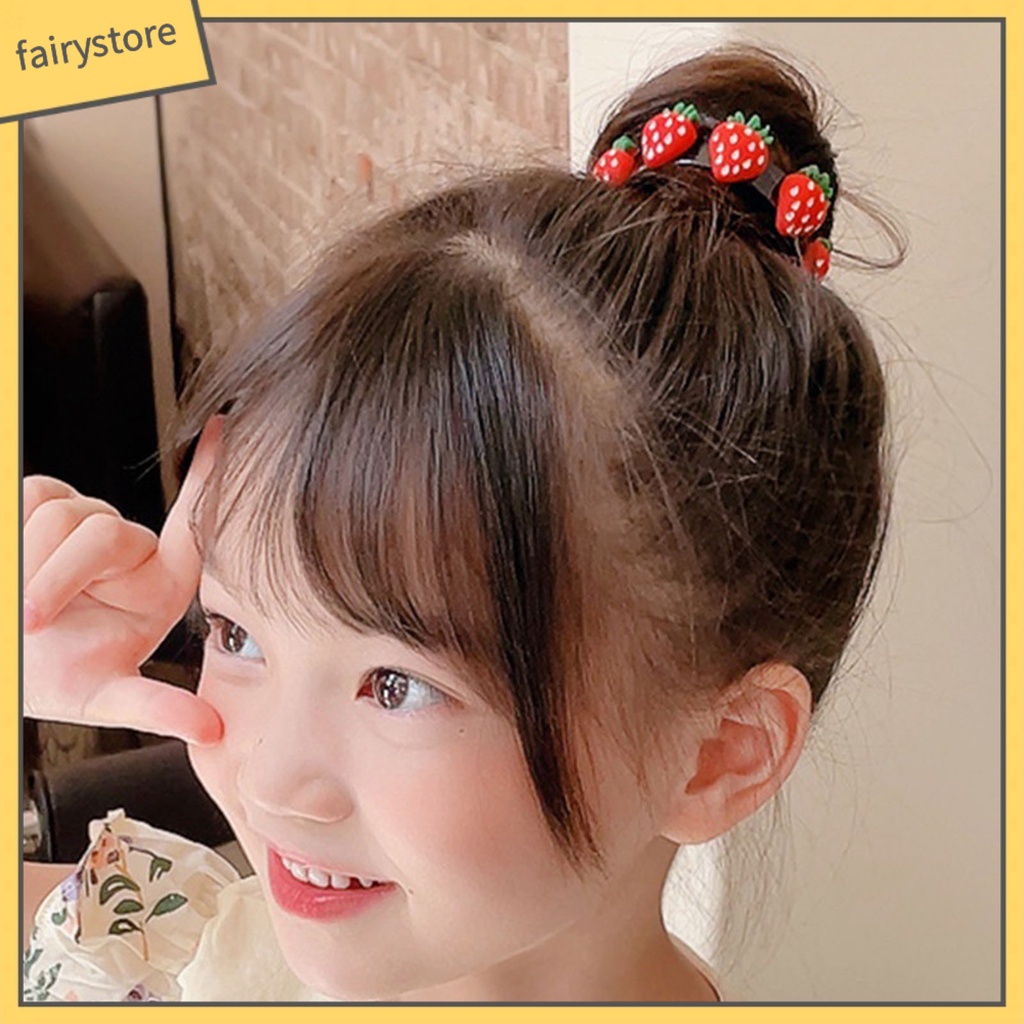 Kẹp Tóc Đuôi Ngựa Hình Trái Tim / Dâu Tây / Hoạt Hình Chống Trượt Dễ Thương Cho Bé