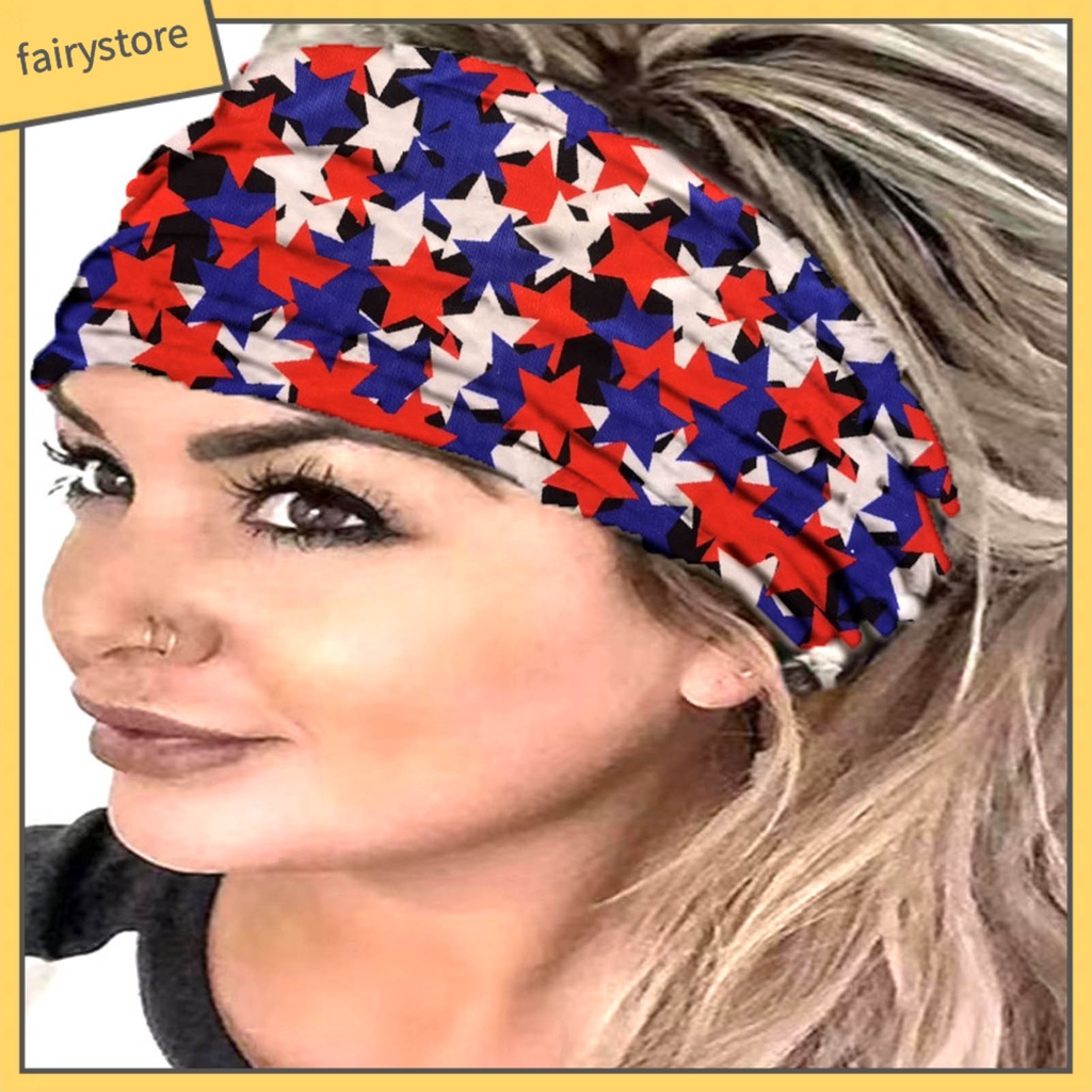Băng Đô Cài Tóc Bản Rộng Co Giãn Chống Trượt Không Phai Họa Tiết Ngôi Sao
