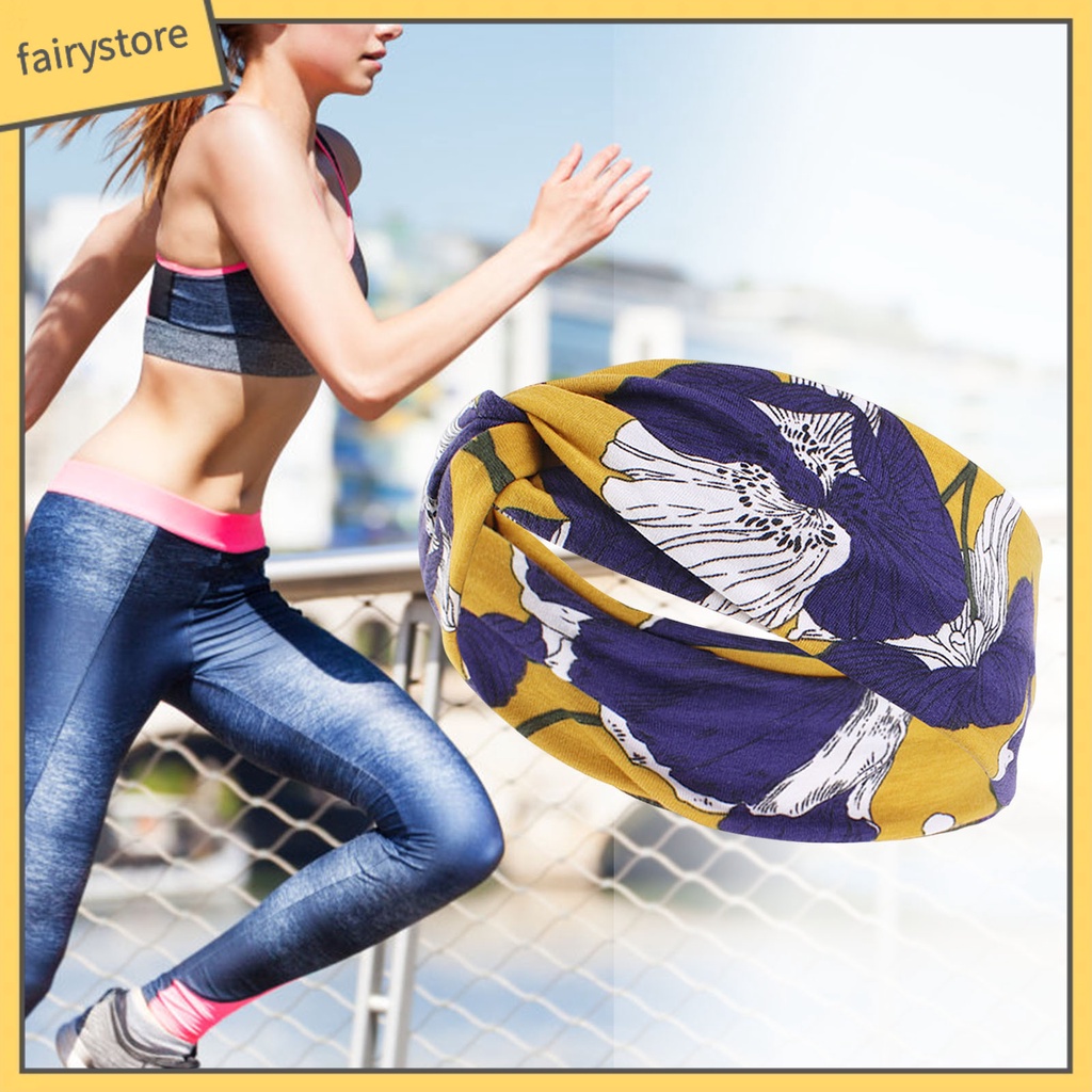 [FRO] Băng Đô Thể Thao Thắt Nơ Bản Rộng Thoáng Khí In Họa Tiết Hoa Phong Cách Đồng Quê Cho Nữ