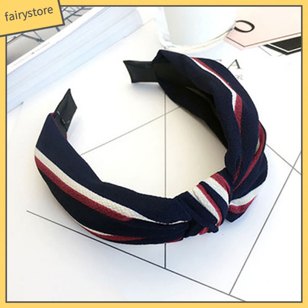 Băng Đô Thắt Nút Chéo Họa Tiết Hoa / Kẻ Sọc / Chấm Bi Thời Trang Cho Nữ