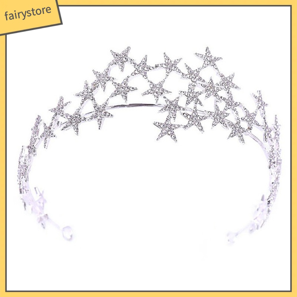 Vương Miện Cài Tóc Hình Ngôi Sao Đính Đá Lấp Lánh Cho Cô Dâu