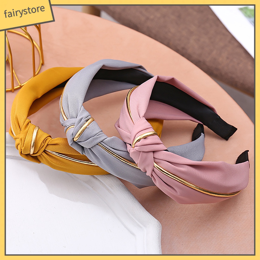 Băng Đô Cài Tóc Bản Rộng Thiết Kế Thắt Nút Đơn Giản Cho Nữ