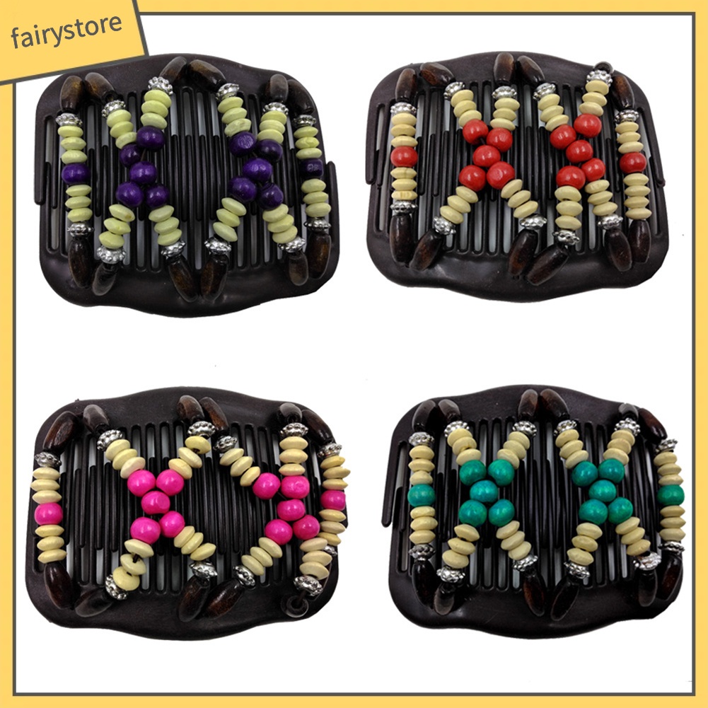 Lược Cài Tóc Đính Hạt Gỗ Phong Cách Retro Cho Nữ