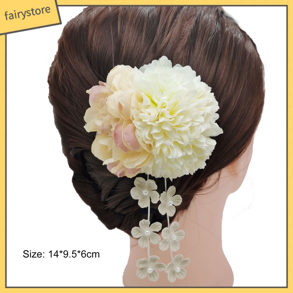 Set 3 Kẹp Tóc Chữ U Đính Hoa Giả Chống Rơi Thời Trang Cho Nữ