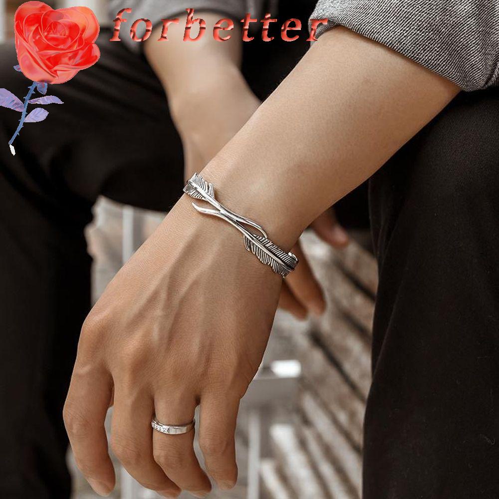 Vòng Đeo Tay Mặt Lông Vũ Phong Cách Retro Thanh Lịch Sáng Tạo Dành Cho Nam|Vòng Tay Hở Màu Sắc Cá Tính Dành Cho Nữ