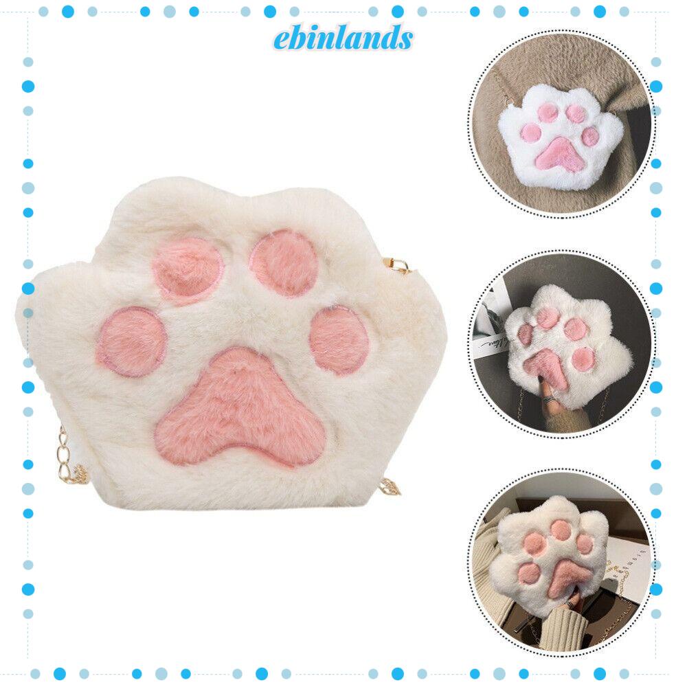 Túi Đeo Chéo Hình Chân Mèo Bằng Lông Nhung Dễ Thương Xinh Xắn