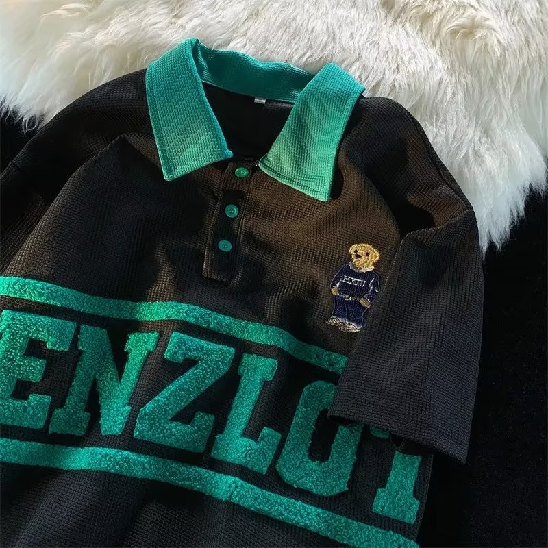 Áo Thun Polo Tay Ngắn In Chữ Phong Cách Hong Kong Thời Trang Mùa Hè Cho Nam