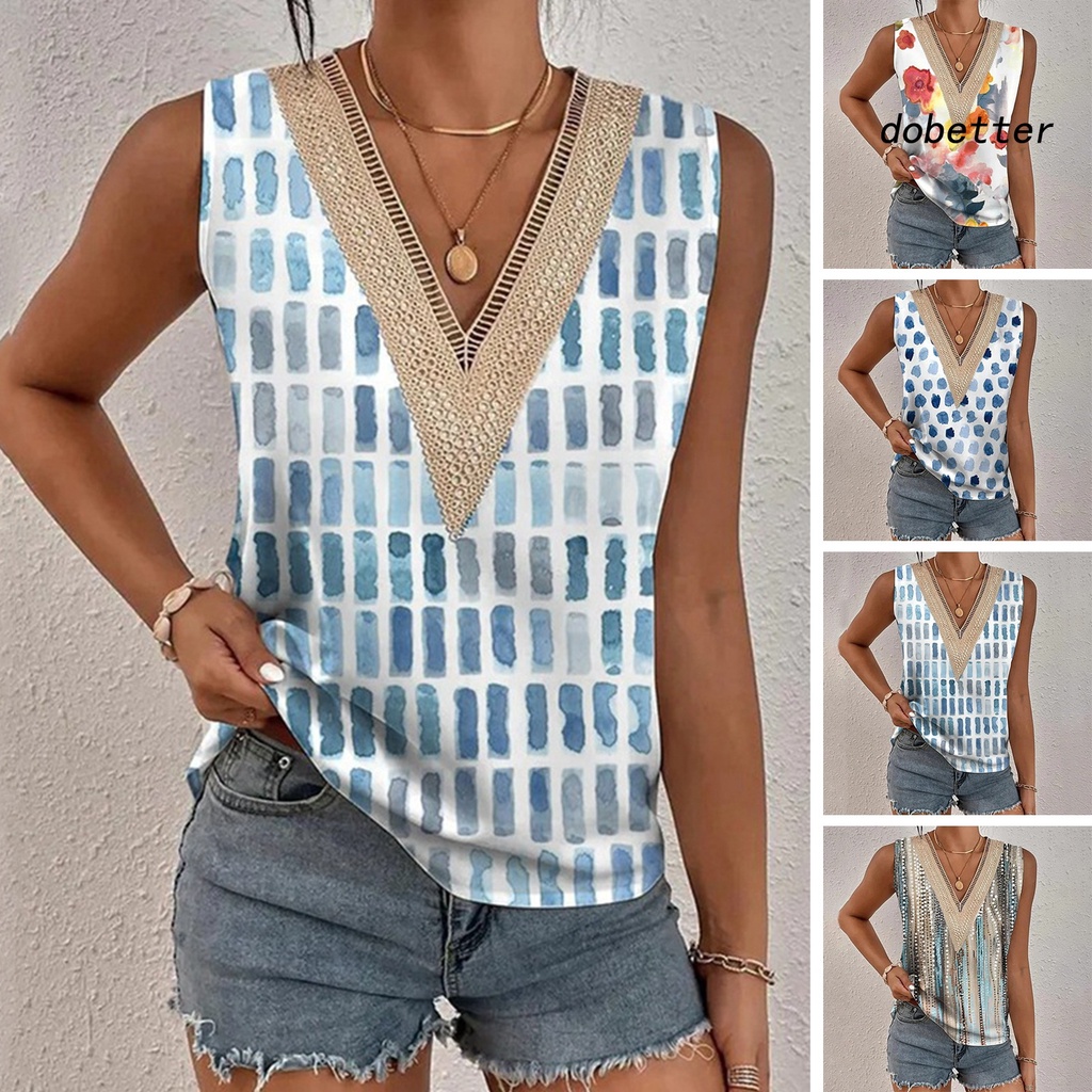 Áo Tank Top Không Tay Cổ Chữ V Dáng Rộng In Hoa Mềm Mại Thoáng Khí Thời Trang Mùa Hè Cho Nữ