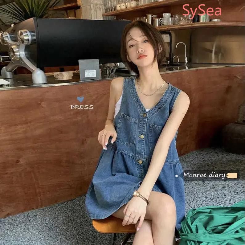 Đầm Denim Mỏng Cổ Chữ V Thời Trang Mùa Hè Cho Nữ