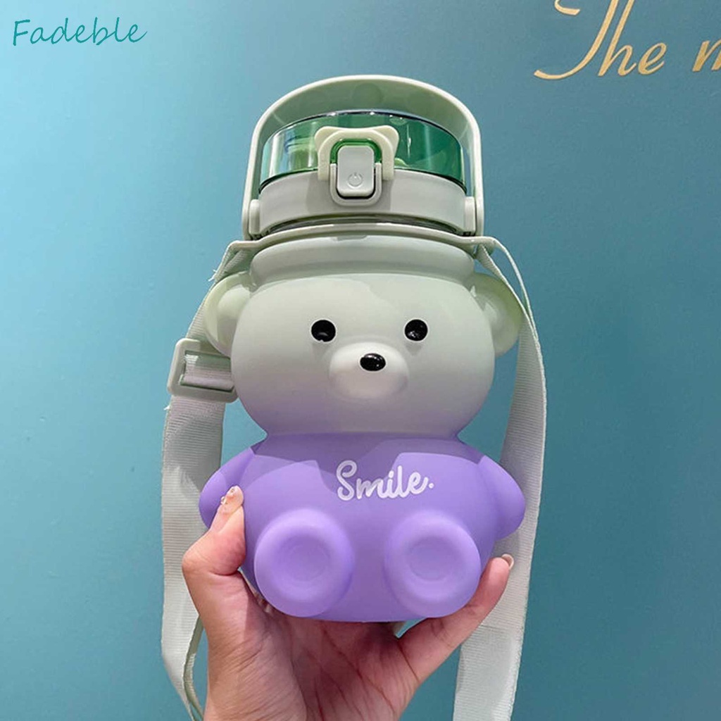 Cốc Uống Nước 1100ml Có Nắp Đậy Và Ống Hút Hình Gấu Dễ Thương