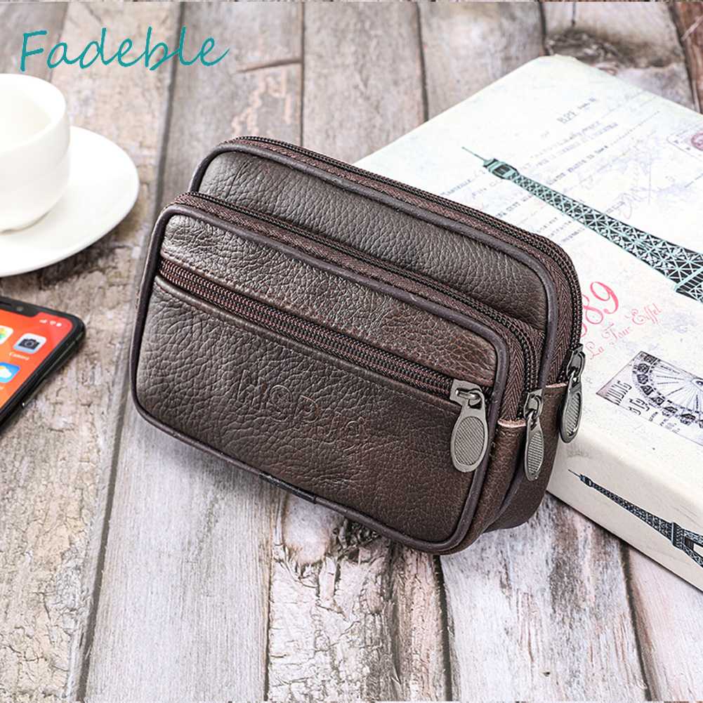 Túi Đeo Hông Da PU Nhiều Ngăn Màu Trơn Phong Cách Vintage Cho Nam