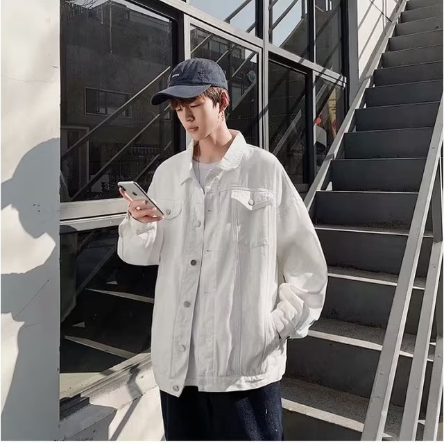 Áo Khoác Denim Dáng Rộng Thời Trang Hàn Quốc Cá Tính Cho Nam