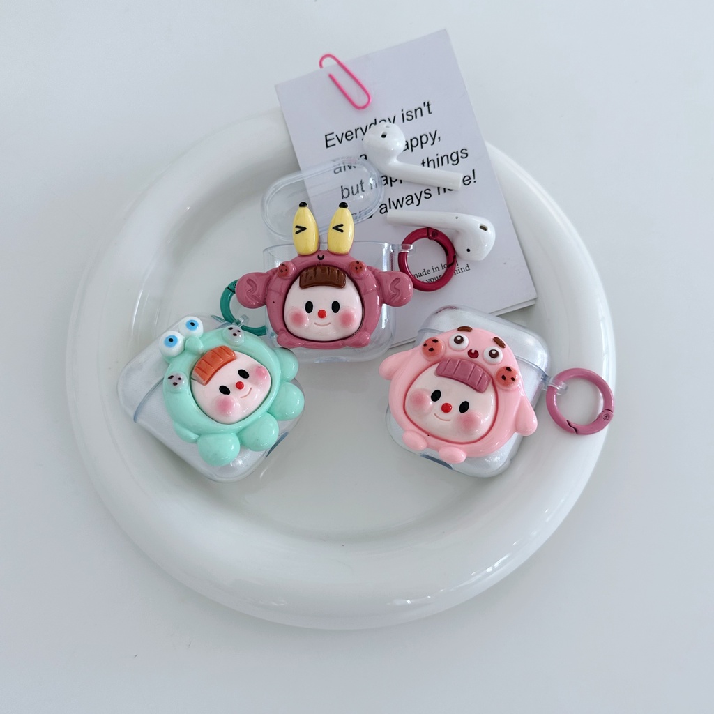 Vỏ Bảo Vệ Hộp Sạc Tai nghe không dây AirPods 1 2 gen3 pro2 2022 Bằng tpu Mềm Trong Suốt Họa Tiết Hoạt Hình 3D Sáng Tạo