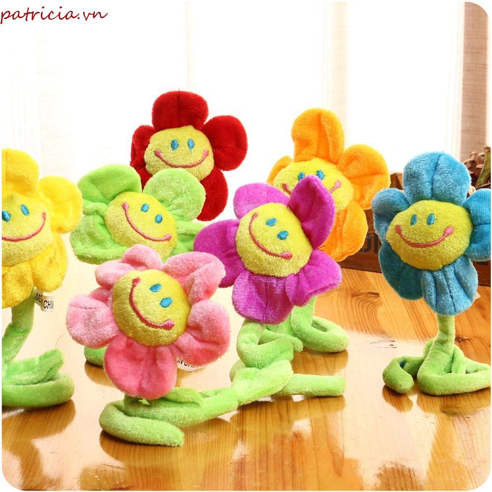 Đồ Chơi Nhồi Bông Bằng Cotton PP Mềm Hình Hoa Hướng Dương Mặt Cười Có Thể Uốn Cong Cho Bé Gái