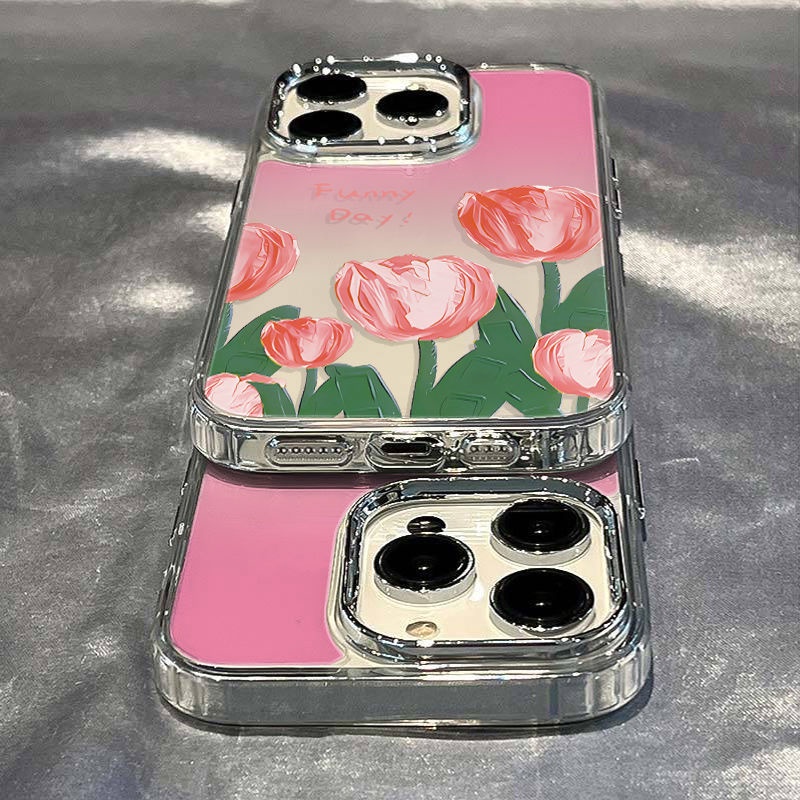 ✅Ốp Điện Thoại Mềm Chống Sốc Họa Tiết Hoa Tulip Cho Apple 11 Plus 14 Pro 128 max 13 7 PSAS