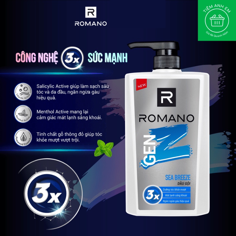 Dầu Gội Romano GEN Z FOREST CEDAR & SEA BREEZE Chai 610G