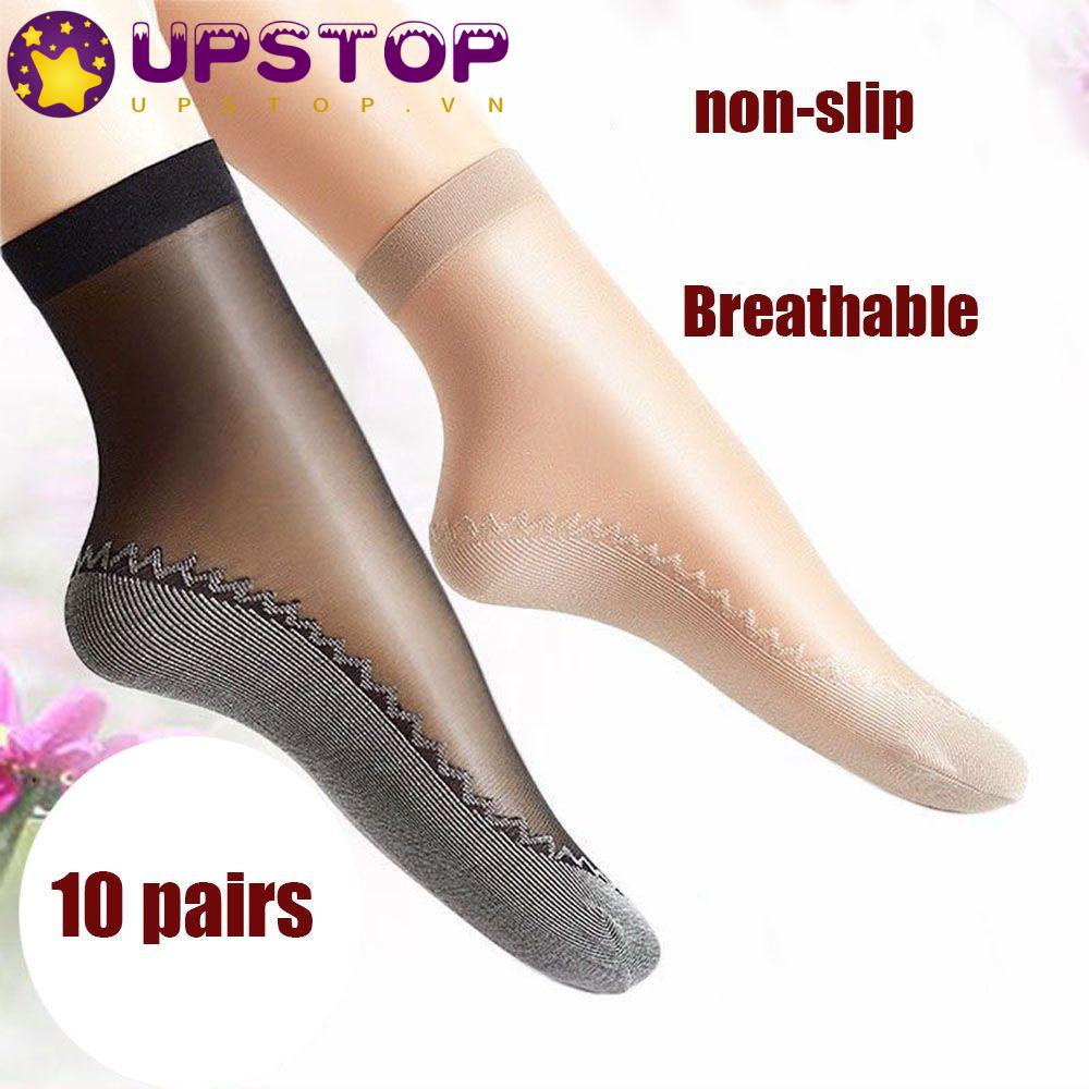 Set 10 Đôi Vớ Cổ Thấp Siêu Mỏng Chống Trượt Thời Trang Mùa Hè Cho Nữ