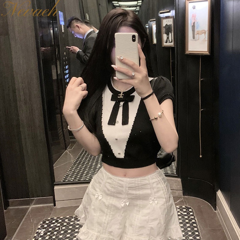 Áo Thun Tay Ngắn Cổ Tròn Phối Ren Phong Cách Hàn Quốc Thời Trang Mùa Hè 2023 Cho Nữ