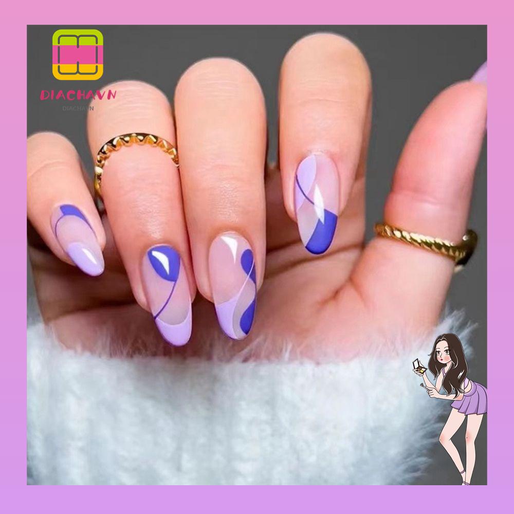 Hộp 24 Móng Tay Giả Có Thể Tháo Rời Che Phủ Toàn Diện Phong Cách Pháp